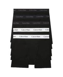 lot 8696 image: Calvin Klein Mens Cotton Classics 5-pack Boxer Brief, 3 Black Bodies W  Black Wb, 2 Black Bodies W  White Wb, Large