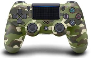 lot 8704 image: DualShock 4 Wireless Controller for PlayStation 4 - Green Camouflage (Renewed)