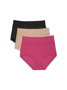 lot 8723 image: Warners Womens Blissful Benefits Dig-Free Microfiber Brief 3-Pack RS9043W, VivaciousToasted AlmondBlack, XX-Large
