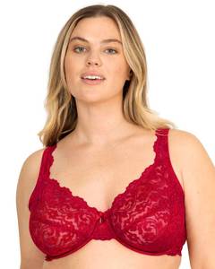 lot 8728 image: Smart & Sexy Womens Plus-size Curvy Signature Lace Unlined Underwire Bra W Added Support Bra, -no no red, 46DD