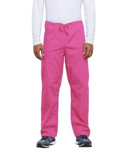 lot 8732 image: Cherokee Regular Originals Unisex Drawstring Cargo Scrubs Pant, Shocking Pink, Medium