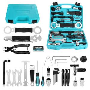 lot 8740 image: DURATECH 41 Pieces Bike Repair Tools, Complete Bike Tools Kit with Storage Box, Mountain Bike Maintenance Tools, for Mountain, Road, and Park Bicycle with Chain Riveter, Tire Levers, Crank Puller