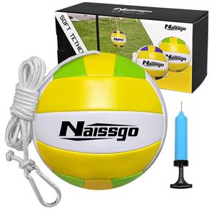 lot 8751 image: Naissgo Tetherball Ball and Rope, Soft Tetherball Set with Metal Hook and Ball Pump with Needle - Great for Family,Adults, Backyard Game Outdoor Play