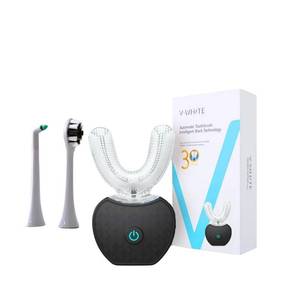 lot 8764 image: V-WHITE Ultrasonic U-Shaped Toothbrush for Teeth Whitening, Electric Toothbrush For Adults - 360° Mouth Cleansing, Hands Free Gums Protection - Wireless Charging &amp LED Light -Waterproof IPX7 Certified