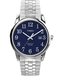 lot 8785 image: Timex Mens Easy Reader Classic 38mm Watch - Silver-Tone Expansion Band Blue Dial Silver-Tone Case