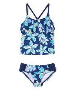 lot 8786 image: Kanu Surf girls Charlotte Flounce Tankini Beach Sport 2-piece Two Piece Swimsuit, Charlotte Navy Floral, 10 US