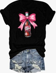 lot 8793 image: Dr Pepper Pink Bow T-Shirt Grey Ladies Medium