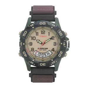 lot 8827 image: Timex Mens T45181 Expedition Resin Combo BrownGreen Nylon Strap Watch