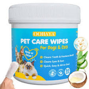 lot 8807 image: OOHAYA 3-in-1 No-Rinse Pet Dental Finger Wipes, 50 Count Dog Teeth Cleaning Wipes to Remove Plaque &amp Tartar, Freshens Breath Eyes &amp Ear Cleaning for Dogs &amp Cats, Relieves Itching &amp Inflammation