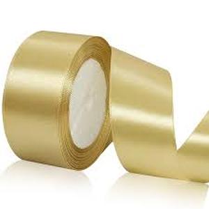 lot 8809 image: 25 Yards by 1.5in Gold Ribbon 3pk