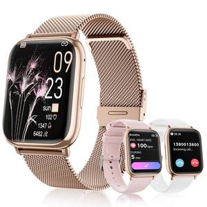 lot 8989 image: Loekneue Smartwatch for Women, Fitness Watch with Blood Pressure, CallsMessages, Female Cycle Tracking, Heart Rate &amp Sleep Monitor, IP68 Waterproof for Android &amp iPhone (Rose Gold)