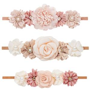 lot 8993 image: XuoAz Baby Girls Floral Headbands Set-Flower Crown Elastic Hairband for Newborn Toddler Hair Accessories (Pack of 3)