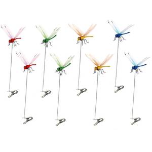 lot 9007 image: PWireless 8 PCS Colorful Dragonfly Clips 3D Simulation Dragonfly Pole for Outdoor Indoor Fake Plastics Dragonfly for Garden Stakes Yard Patio Ornaments with Clip for Hat Clothes, Fly Scare Devices