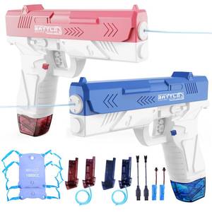 lot 9730 image: Electric Water Gun for Adults &amp Kids, Water Gun with 1000CC Backpack&amp 33FT Range Squirt Guns Water Pistol Automatic Power Water Toy - Pool Beach Outdoor Summer Toys Gift for Boys Girls 2PCS