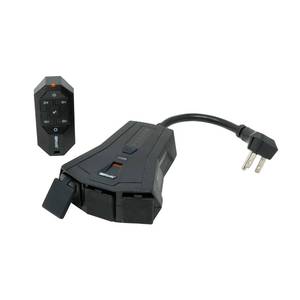 lot 9736 image: Woods 50126WD Outdoor Lighting Timer with Remote Control Countdown, 3 Grounded Outlets, Black (3-Outlet)