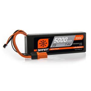 lot 9739 image: Spektrum 7.4V 5000mAh 2S 100C Smart Hardcase LiPo Battery IC5, SPMX50002S100H5