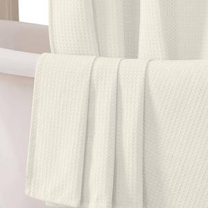 lot 9751 image: OVZME Long Fabric Shower Curtain Set, Waffle Textured Shower Curtain for Bathroom - Weight 230GSM Heavy Duty Hotel Spa Luxury Bath Curtain Set with 12 Plastic Hooks, 72x78, Cream