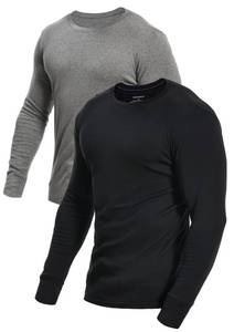 lot 9753 image: Comfneat Mens 2-Pack Long Sleeve T-Shirts Cotton Undershirts (BlackGrey Melange 2-Pack, XL)