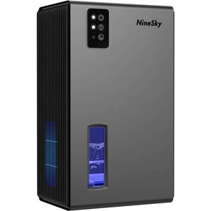 lot 9761 image: NineSky Dehumidifiers for Home, 95 OZ Water Tank, (1000 sq.ft) Dehumidifiers for Bathroom Bedroom Basement with Auto Shut Off,7 Colors LED Light(Gray)