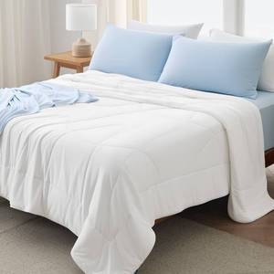 lot 9775 image: Bedsure Cooling Comforter Queen Size - GentleSoft Moisture Wicking Cooling Blanket for Hot Sleepers, Breathable Lightweight Duvet Insert, Dual-Sided Summer Blanket, White, 88x88 Inches
