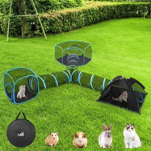 lot 9778 image: Outdoor Cat Enclosures for Cats Indoor, Patio Portable Mesh Cat Tent, Tunnel, Playhouse with Free Carry Bag & Metal Rod for Multiple Cats and Small Animals, Includes Cat Playpen2 Cat TentCat Tunnel