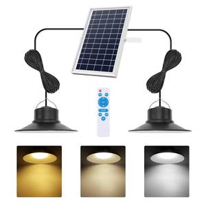 lot 9782 image: NIORSUN Solar Indoor Lights Outdoor, LED Solar Pendant Lights 3 Color Dimmable Lighting with Remote Control, Gazebo Lights,2x16.4ft Cable IP65 Waterproof for Garden, Patio, Garage, Camp(2 Pack)
