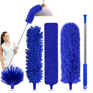 lot 9783 image: 5-in-1 Kit Dusters for Cleaning, Duster with Extension Pole, Extendable Duster with 100 Inches, Microfiber Dusters, Webster Cobweb Duster for Cleaning Ceiling Fans, Furniture, Blinds - Blue