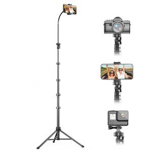 lot 9784 image: UBeesize 88 Flexible Phone Tripod with 14.95 Gooseneck, Remote and Phone Holder, Overhead Cell Phone Stand Selfie Stick for Video Recording, Compatible with iPhone Android Phone, Camera Black