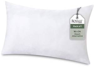 lot 9790 image: ROYALE LINENS 16 x 24 Pillow Insert - Down Alternative Throw Pillows Insert - Rectangle Pillow Pack of 1 White - Bed & Couch Pillows - Inner Cushion for Bed, Cushion for Living Room - Shams Stuffer
