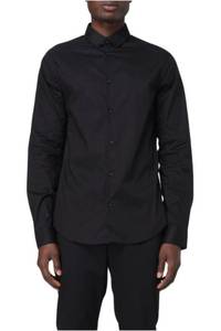 lot 9807 image: Armani Exchange Mens Stretch Poplin Button Down Shirt, Black, Small