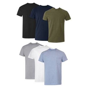 lot 9832 image: Hanes Mens Cotton Pocket T-Shirt, Moisture-Wicking with Odor Control, Assorted, 6-Pack M