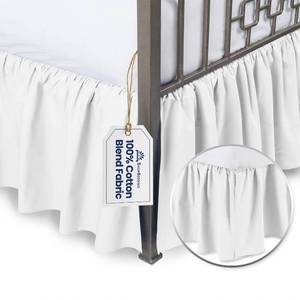 lot 9838 image: BLISSFORD White Bed Skirt Queen Size 14 inch Drop - with Split Corners - Cotton Blend Ruffled Bed Skirt, Dust Ruffle for Queen Size Bed, Platform White Bedskirt, Machine Washable