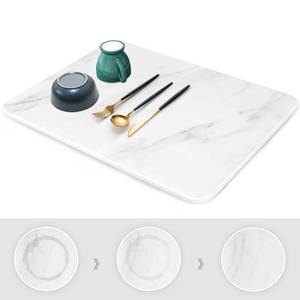 lot 9849 image: Stone Drying Mat for Kitchen Counter, Super Absorbent, Heat Resistant Dish Drying Mats, Eco-Friendly Diatomaceous Earth Stone Rack Tableware Mat (15.7x11.8 inch, Whtie Marble)