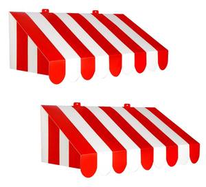 lot 9850 image: Beistle 3-D Red and White Awning Wall Decorations - 2-Pack Cardstock Circus and Carnival-Themed Decor for Party Walls, Photo Booths, Italian Events and Vintage Clown or Fair Displays, 24 x 8
