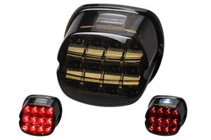 lot 9864 image: LIUJJYH Motorcycle Brake Taillights Smoked LED Rear Tail Light Compatible with Harley Dyna Road King Street Bob Touring Electra Glide