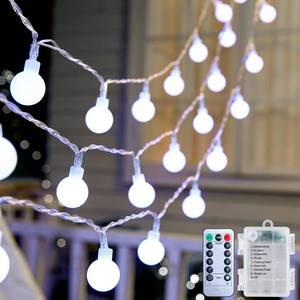 lot 9886 image: 2 Pack Globe String Lights Battery Operated - 21 Feet 60 Led Fairy Lights, 8 Modes with Remote Mini Globe Lights for Indoor Outdoor Bedroom Party Wedding Garden Christmas Tree Decor, Pure White