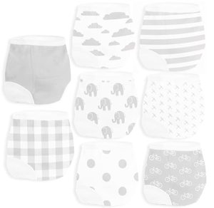 lot 9897 image: BaeBae Goods Potty Training Underwear for Boys and Girls 8 Piece, Absorbent Cotton Baby Toddler Training Pants for 5T, Unisex Underpants Grey