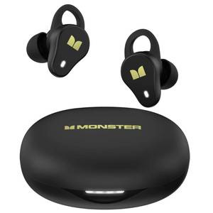 lot 9901 image: Monster N-Lite 210 Wireless Earbuds, Bluetooth 5.4 in-Ear Stereo Headphones, Built-in Mic for Crystal Clear Call, 32H Playtime, Type-C Charging, Waterproof in-Ear Ear Buds Earphones for Sports, Black