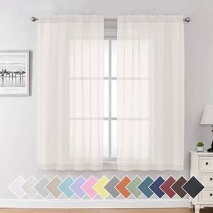 lot 9905 image: Aiyufeng Ivory Kitchen Sheer Curtains 63 inch Length 2 Panels, Rod Pocket Light Weight Soft Curtain Sheers, Voile Sheer Drapes for Basement Kitchen or Small Window Curtains, Each is 40W x 63L