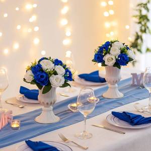 lot 9908 image: 5pcs Sziqiqi Blue Artificial Flowers for Decoration Fake Kissing Flower Balls for Wedding Centerpieces Tables Flower Centerpiece Arrangement for Party Festival