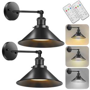 lot 9911 image: Battery Operated Wall Sconce Decor Set of 2, Black Wireless Wall Sconces with Remote, Dimmable Vintage Led Wall Lights, Wall Lamp for Bedroom Farmhouse Gallery
