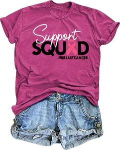 lot 9918 image: FCGHSII Breast Cancer Awareness Shirt for Women Cancer Support Tshirt Pink Ribbon Graphic Tee Tops L