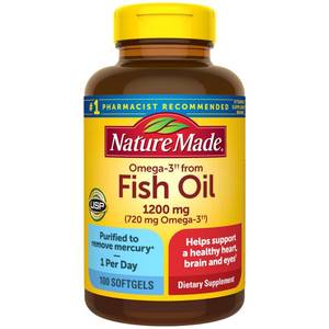 lot 9919 image: Nature Made Fish Oil Omega 3 Supplements, Omega 3 Fish Oil as Ethyl Esters 1200 mg Softgels, EPA DHA Supplement for Healthy Heart, Brain, Eye Support, One Per Day, 100 Softgels