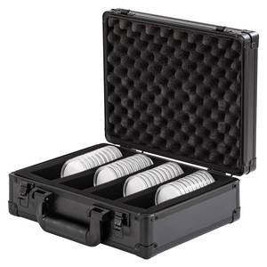 lot 9924 image: Comlly Metal Coin Case Contains 40 Pcs Clear Plastic Coin Capsules, up to 46mm Coin Collection American Silver Eagle Liberty Coin &JFK Half Dollar &Bitcoin 