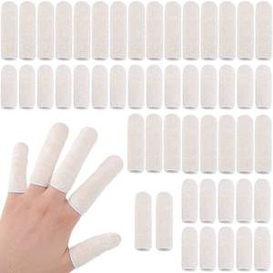 lot 9933 image: Geyoga 50 Pieces Cotton Finger Cots Finger Toe SleevesThumb Protector Fingertips Protective Cushion, Moisture Wicking (5 cm 2 Inch, 7.6 cm 3 Inch)