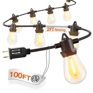 lot 9939 image: addlon 100FT Outdoor String Lights LED Waterproof Patio Lights with 54 Edison Dimmable Bulbs Shatterproof Hanging Lights for Outside Cafe Bistro Garden Balcony Porch Yard Gazebo Deck 2Packs50FT