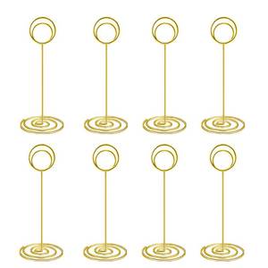 lot 9947 image: Radezon 20 Pack 8.75 inch Tall Table Number Holders Place Card Holder Table Picture Holder Wire Photo Holder Clips Picture Memo Note Photo Stand (Gold)