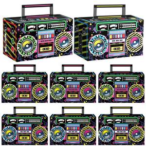 lot 9956 image: 80s Party Favor Boxes, Novelty Boom Box Favors Gift Treat Goodie Candy Paper Boxes 80s Retro Radio Decorations Table Centerpieces for 1980s Theme Hip Hop Music Birthday Party(Multi Colors, 16 Pcs)