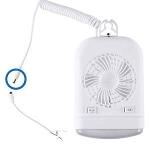 lot 9994 image: Facon 12V DC Fan Light Combo for Pop Up RV Camper, Independent Switch, 2-Speed, Extendable Cord with Male Plug, 12Volts Fan Lighting with Holding Bracket