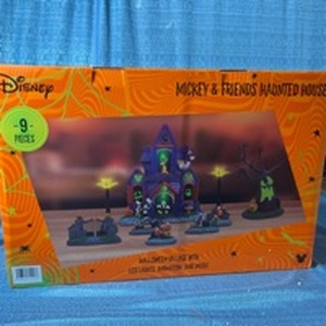 lot 4002 image: Disney Pre-Lit Animated Halloween Village, 9 pc.